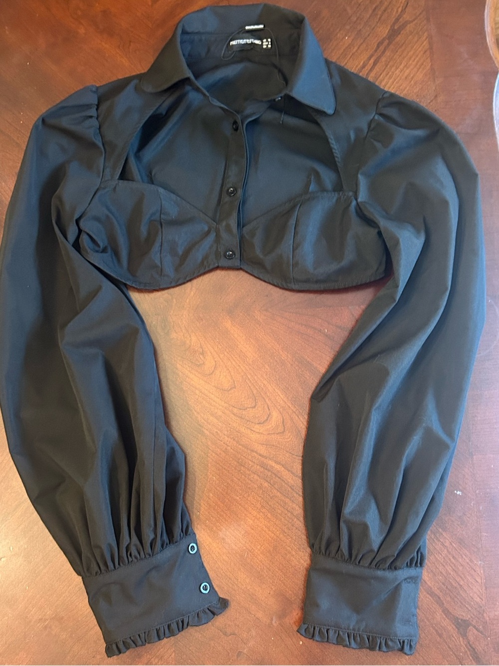PrettyLittleThing Black Button-Up Cropped Bustier Top